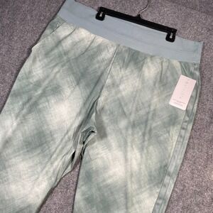 Athleta Nolita Slim Tapered Printed Crop Pants Women 22 Green Tie-Dye Capris NEW